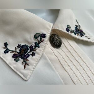 True Vintage 1980s Koret size 16 blouse - Purple Peacock